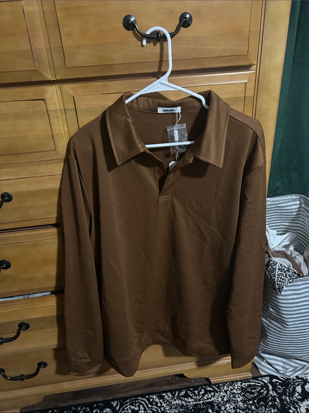 Brown Long-Sleeve Polo Shirt